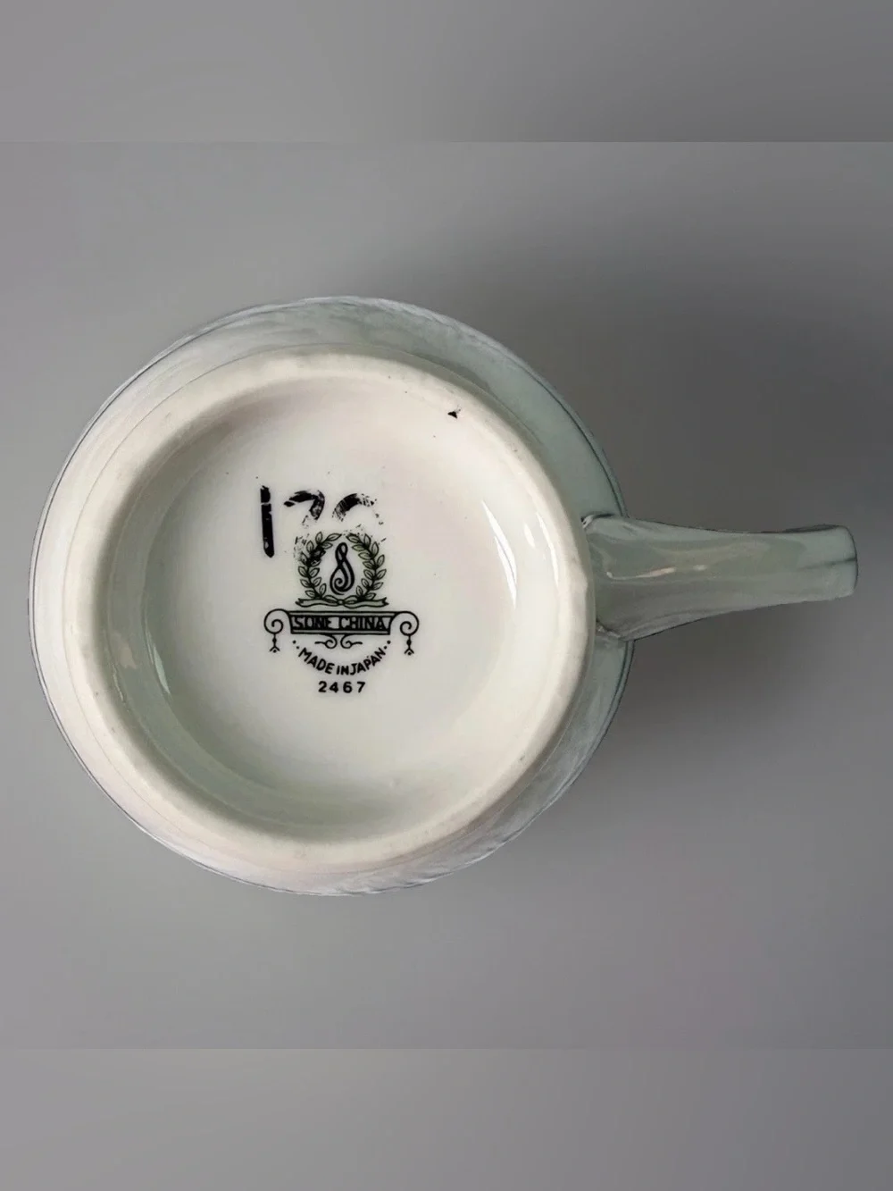 Vintage Creamer Sone China Japan Moderne 2467 Platinum Trim White Floral Scroll